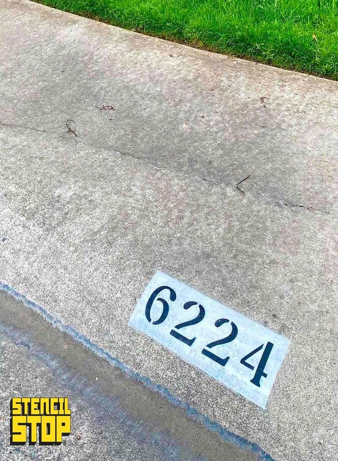 Stencil Stop Curb Stencil Kit for Address Painting - Includes All Numbers, 4-Inch Durable & Reusable Plastic Stencils for Sidewalks, Pavement, and Industrial Use (2 of Each, Soft Serif Font) - Image 5